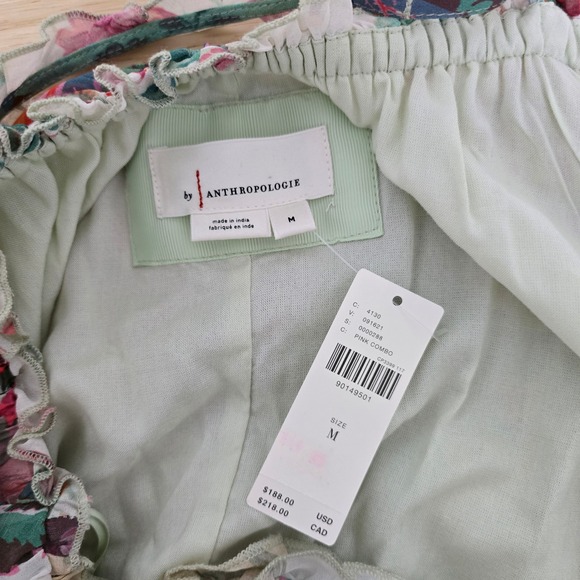 Anthropologie Pink Combo Patchwork Floral Ruffle Strap Maxi Dress Womens Size M - Picture 4 of 10